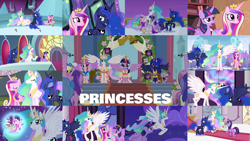 Size: 1280x721 | Tagged: safe, edit, edited screencap, editor:quoterific, imported from derpibooru, screencap, amethyst star, amethyst stone, applejack, fleur de verre, linky, princess cadance, princess celestia, princess flurry heart, princess luna, shoeshine, sparkler, spike, twilight sparkle, alicorn, dragon, earth pony, pony, a royal problem, equestria games (episode), equestria girls, equestria girls (movie), horse play, magical mystery cure, princess spike (episode), school daze, season 3, season 4, season 5, season 7, season 8, the crystal empire, three's a crowd, twilight's kingdom, spoiler:s08, baby, baby pony, cadance's ceremonial crown, canterlot castle, celestia's ceremonial crown, clothes, coronation dress, crown, cute, cutedance, dress, element of magic, eyes closed, female, floppy ears, flying, horn, horns are touching, jewelry, luna's ceremonial crown, magic, mare, night, open mouth, regalia, royal guard, sisters-in-law, smiling, spread wings, sunglasses, swapped cutie marks, tartarus, twilight sparkle (alicorn), wall of tags, wings, you'll play your part