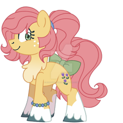 Size: 1280x1280 | Tagged: safe, artist:rohans-ponies, imported from derpibooru, posey, earth pony, pony, bow, chest fluff, coat markings, deviantart watermark, female, freckles, g1, g1 to g4, g4, generation leap, looking at you, mare, obtrusive watermark, simple background, smiling, socks (coat markings), solo, tail bow, transparent background, unshorn fetlocks, watermark