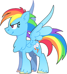 Size: 2048x2249 | Tagged: safe, artist:rohans-ponies, imported from derpibooru, rainbow dash, pegasus, pony, chest fluff, female, high res, looking forward, mare, simple background, smiling, smirk, solo, spread wings, standing, transparent background, unshorn fetlocks, wings
