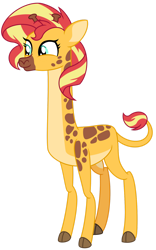 Size: 1024x1636 | Tagged: safe, artist:emeraldblast63, imported from derpibooru, sunset shimmer, giraffe, female, giraffied, quadrupedal, simple background, solo, species swap, transparent background