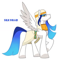 Size: 1093x1131 | Tagged: safe, artist:redxbacon, imported from derpibooru, oc, oc only, oc:silk road, pegasus, pony, clothes, egyptian, egyptian pony, headdress, jewelry, makeup, necklace, pegasus oc, simple background, skirt, solo, white background, wings