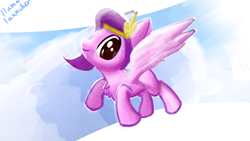 Size: 3840x2160 | Tagged: safe, artist:llamalauncher, imported from derpibooru, pipp petals, pegasus, pony, spoiler:g5, chest fluff, female, g5, high res, signature, smiling, solo, spread wings, wings