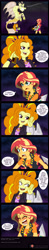 Size: 2088x10691 | Tagged: safe, artist:niban-destikim, imported from derpibooru, adagio dazzle, sunset shimmer, siren, equestria girls, blushing, card game, comic, commission, dialogue, disguise, disguised siren, duel disk, implied lesbian, implied melvin (yu-gi-oh! abridged), implied shipping, implied sunsagio, implied yami yugi, speech bubble, sunset shimmer is not amused, unamused, word balloon, yelling, yu-gi-oh!, yu-gi-oh! abridged