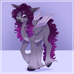 Size: 3500x3500 | Tagged: safe, artist:unfinishedheckery, imported from derpibooru, oc, oc only, oc:opium belladonna, pegasus, pony, bedroom eyes, digital art, female, high res, hooves, looking at you, mare, simple background, solo, tail, wings