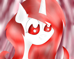 Size: 960x768 | Tagged: safe, artist:sisterofblood, imported from derpibooru, oc, oc only, oc:nightmare blood, pony, ear fluff, female, heart, looking down, mare, red eyes, smiling, solo