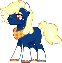 Size: 1534x1573 | Tagged: safe, artist:kurosawakuro, imported from derpibooru, oc, oc only, earth pony, pony, base used, coat markings, freckles, male, offspring, parent:applejack, parent:prince blueblood, parents:bluejack, simple background, socks (coat markings), solo, stallion, transparent background, unshorn fetlocks