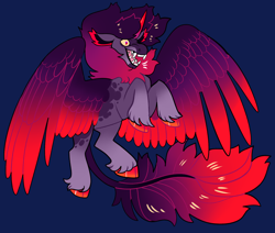 Size: 2600x2200 | Tagged: safe, artist:loryska, imported from derpibooru, oc, oc only, alicorn, pony, colored wings, fangs, gradient wings, high res, male, neck fluff, offspring, parent:king sombra, parent:twilight sparkle, parents:twibra, simple background, solo, stallion, wings