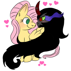 Size: 768x768 | Tagged: safe, artist:moonlighthope123, imported from derpibooru, fluttershy, king sombra, pegasus, pony, female, heart, looking at each other, male, mare, shipping, simple background, sombrashy, stallion, straight, transparent background