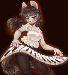 Size: 1280x1408 | Tagged: safe, artist:pastelperyton, artist:physisinwonderland, imported from derpibooru, oc, oc only, anthro, earth pony, clothes, female, musical instrument, not octavia, pants, piano, shirt, solo