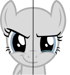 Size: 944x1012 | Tagged: safe, artist:love-jar, imported from derpibooru, pony, base, crying, simple background, solo, two sides