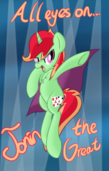 Size: 1053x1660 | Tagged: safe, artist:notadeliciouspotato, imported from derpibooru, oc, oc only, oc:jonin, pony, unicorn, cape, chest fluff, clothes, looking at you, male, open mouth, smiling, smiling at you, solo, stallion, underhoof