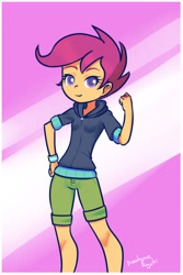 Size: 720x1080 | Tagged: safe, artist:drantyno, imported from derpibooru, scootaloo, human, equestria girls, female, fist, solo