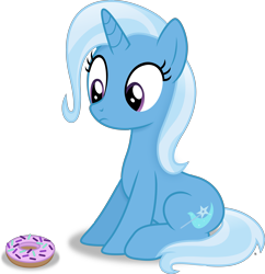 Size: 4079x4221 | Tagged: safe, artist:anime-equestria, imported from derpibooru, trixie, pony, unicorn, cute, diatrixes, donut, female, food, horn, looking down, mare, simple background, sitting, solo, transparent background, vector