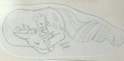 Size: 536x263 | Tagged: safe, imported from derpibooru, rarity, spike, dragon, unicorn, female, male, shipping, sleeping, sparity, straight, traditional art