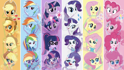 Size: 4096x2304 | Tagged: safe, imported from derpibooru, applejack, fluttershy, pinkie pie, rainbow dash, rarity, sci-twi, twilight sparkle, alicorn, earth pony, pegasus, pony, unicorn, equestria girls, equestria girls series, my little pony: pony life, my little pony: the movie, cutie mark, female, female focus, females only, g4.5, humane five, humane six, magical geodes, mane six, multeity, pony life, solo focus, transparent, twilight sparkle (alicorn), wallpaper