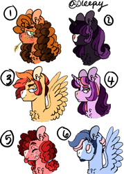 Size: 500x700 | Tagged: safe, artist:strawberrysharkie, imported from derpibooru, oc, oc only, oc:caraml apple brownie, oc:cherry berry bumpkin, oc:glittering geode, oc:ingeous inferno, oc:swirlin' whirlpool, oc:velveteen clyde, earth pony, pegasus, pony, unicorn, beard, blaze (coat marking), bust, chest fluff, coat markings, earth pony oc, facial hair, facial markings, female, freckles, hair over eyes, horn, magical lesbian spawn, male, mare, offspring, parent:applejack, parent:big macintosh, parent:cheese sandwich, parent:flash sentry, parent:fluttershy, parent:maud pie, parent:pinkie pie, parent:rainbow dash, parent:rarity, parent:soarin', parent:trouble shoes, parent:twilight sparkle, parents:cheesejack, parents:flashdash, parents:flashlight, parents:pinkiemac, parents:rarishoes, parents:soarinshy, parents:twimaud, pegasus oc, simple background, spread wings, stallion, straw in mouth, tongue out, transparent background, unicorn oc, wings