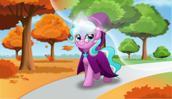 Size: 800x462 | Tagged: safe, artist:jhayarr23, imported from derpibooru, oc, oc:serendipity, pony, unicorn, cloak, clothes, female, hat, magic, mare, solo, witch hat