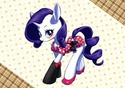 Size: 850x599 | Tagged: safe, artist:uno usaya, imported from derpibooru, rarity, unicorn, clothes, cute, dress, female, high heels, mare, raribetes, shoes, solo