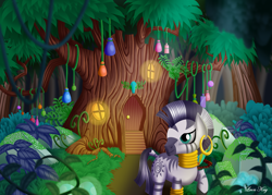 Size: 3500x2500 | Tagged: safe, artist:leonkay, imported from derpibooru, zecora, pony, zebra, everfree forest, female, high res, mare, signature, solo, zecora's hut