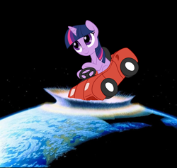 Size: 722x684 | Tagged: safe, artist:furseiseki, imported from derpibooru, twilight sparkle, pony, earth, end of the world, macro, planetary annihilation, power wheels, solo