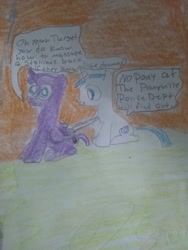 Size: 2448x3264 | Tagged: safe, artist:iloveponies, imported from derpibooru, oc, oc only, alicorn, pony, unicorn, back scratching, high res, photo, signature, speech bubble, traditional art