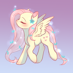 Size: 1024x1024 | Tagged: artist needed, source needed, safe, artist:夏米, imported from derpibooru, fluttershy, pegasus, pony, blushing, cute, daaaaaaaaaaaw, eyes closed, female, mare, profile, shyabetes, solo