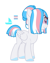 Size: 820x1038 | Tagged: safe, artist:glorymoon, imported from derpibooru, oc, oc only, pegasus, pony, female, mare, pride, pride flag, pride pony, simple background, solo, transgender, transgender pride flag, white background