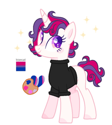 Size: 748x836 | Tagged: safe, artist:glorymoon, imported from derpibooru, oc, oc only, pony, unicorn, bisexual, bisexual pride flag, clothes, female, mare, pride, pride flag, pride pony, solo