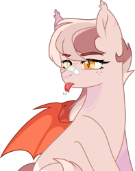 Size: 2403x3052 | Tagged: safe, artist:rickysocks, imported from derpibooru, oc, oc only, oc:pitaya, oc:ptaya, bat pony, pony, female, forked tongue, high res, mare, simple background, solo, tongue out, transparent background