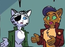 Size: 263x190 | Tagged: safe, artist:tonyfleecs, idw, imported from derpibooru, capper dapperpaws, chummer, abyssinian, anthro, cat, spoiler:comic, spoiler:comic97, chest fluff, season 10