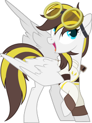 Size: 1200x1606 | Tagged: safe, artist:pegasski, imported from derpibooru, oc, oc only, oc:ruffian, pegasus, pony, clothes, female, goggles, mare, shirt, simple background, solo, transparent background