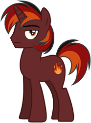 Size: 1024x1377 | Tagged: safe, artist:pegasski, imported from derpibooru, oc, oc only, oc:backdraft, pony, unicorn, male, simple background, solo, stallion, transparent background