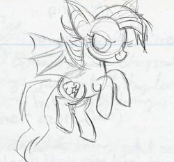 Size: 967x902 | Tagged: safe, artist:lauren faust, imported from derpibooru, bat pony, pony, the art of equestria, concept art, female, mare, monochrome, official, official art, pencil drawing, sketch, traditional art