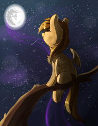 Size: 1500x1926 | Tagged: safe, alternate version, artist:yuris, imported from derpibooru, nightmare moon, oc, oc only, oc:sharpwing, pegasus, pony, alternate character, commission, mare in the moon, moon, night, pegasus oc, solo, ych result