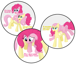 Size: 1280x1074 | Tagged: safe, artist:doodledonutart, artist:pony-thunder, imported from derpibooru, fluttershy, pinkie pie, earth pony, pegasus, pony, comic, cute, funny