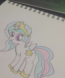 Size: 1280x1528 | Tagged: safe, artist:dougtheloremaster, imported from derpibooru, princess celestia, alicorn, pony, female, filly, filly celestia, pencil drawing, photo, sketchpad, traditional art, younger