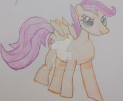 Size: 1280x1057 | Tagged: safe, artist:dougtheloremaster, imported from derpibooru, scootaloo, pegasus, pony, deviantart watermark, obtrusive watermark, pencil drawing, traditional art, watermark