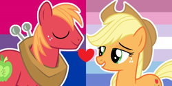 Size: 1000x500 | Tagged: safe, artist:prideponies, edit, edited screencap, imported from derpibooru, screencap, applejack, big macintosh, earth pony, pony, applecest, applemac, bigender, bigender pride flag, bisexual, bisexual pride flag, brother and sister, female, headcanon, incest, male, mare, pride, pride flag, shipping, shipping domino, siblings, stallion, straight