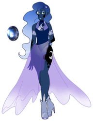 Size: 4045x5265 | Tagged: safe, artist:smilesupsidedown, imported from derpibooru, princess luna, equestria girls, absurd resolution, boots, clothes, cutie mark, cutie mark on equestria girl, dress, female, high heels, see-through, shoes, simple background, solo, transparent background