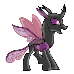 Size: 768x768 | Tagged: safe, artist:agdapl, imported from derpibooru, changeling, base used, changelingified, crossover, female, horn, miss pauling, open mouth, purple changeling, simple background, solo, species swap, team fortress 2, transparent background