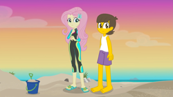 Size: 1909x1080 | Tagged: safe, artist:haileykitty69, edit, edited screencap, imported from derpibooru, screencap, fluttershy, equestria girls, equestria girls series, fake screencap, fluttermour, seymour skinner, the simpsons, wetsuit