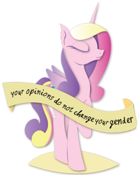 Size: 586x729 | Tagged: safe, artist:lionsca, edit, imported from derpibooru, princess cadance, alicorn, pony, eyes closed, female, internal outlines only, lineless, mare, missing accessory, old banner, positive ponies, raised hoof, simple background, smiling, solo, text, text edit, transparent background