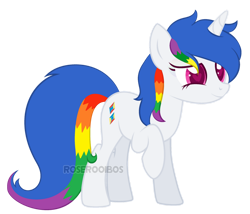 Size: 1600x1367 | Tagged: safe, artist:roserooibos, imported from derpibooru, oc, oc:diamond crystal rain, pony, unicorn, female, magical lesbian spawn, mare, offspring, parent:rainbow dash, parent:rarity, parents:raridash, simple background, solo, transparent background