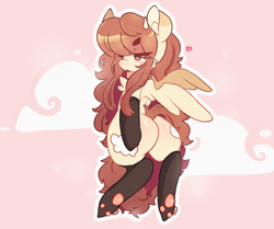 Size: 2987x2495 | Tagged: safe, artist:arisuwu, imported from derpibooru, oc, oc only, oc:puffy, pegasus, pony, bipedal, blushing, both cutie marks, butt, clothes, collar, female, freckles, high res, horns, long hair, mare, pegasus oc, plot, socks, solo, stockings, thigh highs, wings