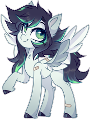 Size: 1591x2129 | Tagged: safe, artist:_spacemonkeyz_, imported from derpibooru, oc, oc only, oc:chidori, pegasus, pony, bandaids, female, mare, pegasus oc, simple background, solo, transparent background, wings