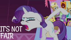 Size: 1280x720 | Tagged: safe, edit, edited screencap, editor:quoterific, imported from derpibooru, screencap, rarity, trenderhoof, pony, unicorn, season 4, simple ways, bipedal, carousel boutique, eyes closed, female, male, mare, open mouth, sobbing, solo, solo focus, stallion, yelling