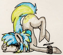 Size: 2004x1729 | Tagged: safe, artist:beamybutt, imported from derpibooru, oc, oc only, earth pony, pony, earth pony oc, eyelashes, eyes closed, face down ass up, female, mare, signature, solo, traditional art