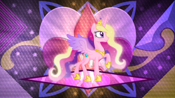 Size: 3840x2160 | Tagged: safe, artist:laszlvfx, artist:negatif22, edit, imported from derpibooru, princess cadance, pony, high res, raised hoof, solo, wallpaper, wallpaper edit