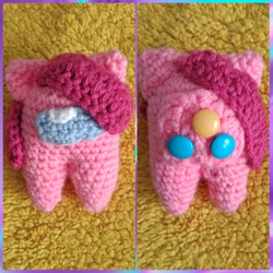 Size: 1024x1024 | Tagged: safe, artist:casquitos kawaii, imported from derpibooru, pinkie pie, pony, friendship is magic, amigurumi, among us, crochet, impostor, irl, photo, pinkamena diane pie, plushie, ponified, song in the comments