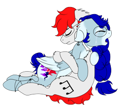 Size: 1200x1000 | Tagged: safe, artist:sajimex, imported from derpibooru, oc, oc only, oc:apex soundwave, oc:hajime, earth pony, pegasus, pony, collar, comforting, crying, duo, earth pony oc, eyebrows, eyebrows visible through hair, eyes closed, female, fluffy, frown, hug, male, mare, oc x oc, open mouth, pegasus oc, reference used, shipping, simple background, stallion, straight, transparent background